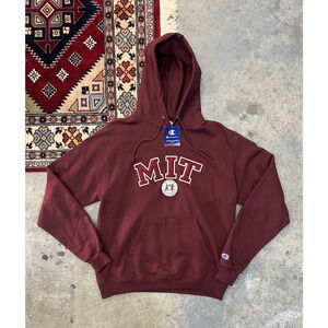 Champion MIT Hoodie Men's Medium Embroidered Pullover Sweatshirt M.I.T. Maroon